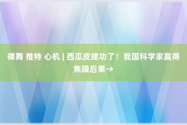 裸舞 推特 心机 | 西瓜皮建功了！我国科学家赢得焦躁后果→