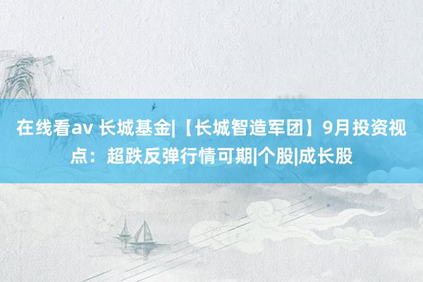 在线看av 长城基金|【长城智造军团】9月投资视点：超跌反弹行情可期|个股|成长股